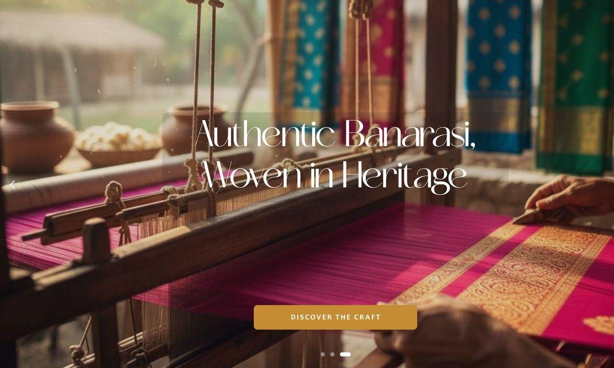 A saree on a handloom: Authentic Banarasi, Woven in Heritage